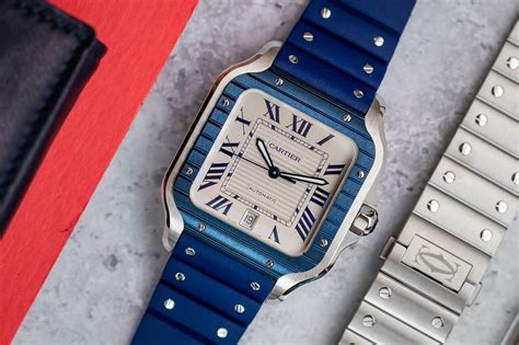 cartier blue leather strap|Cartier watch men's leather strap.